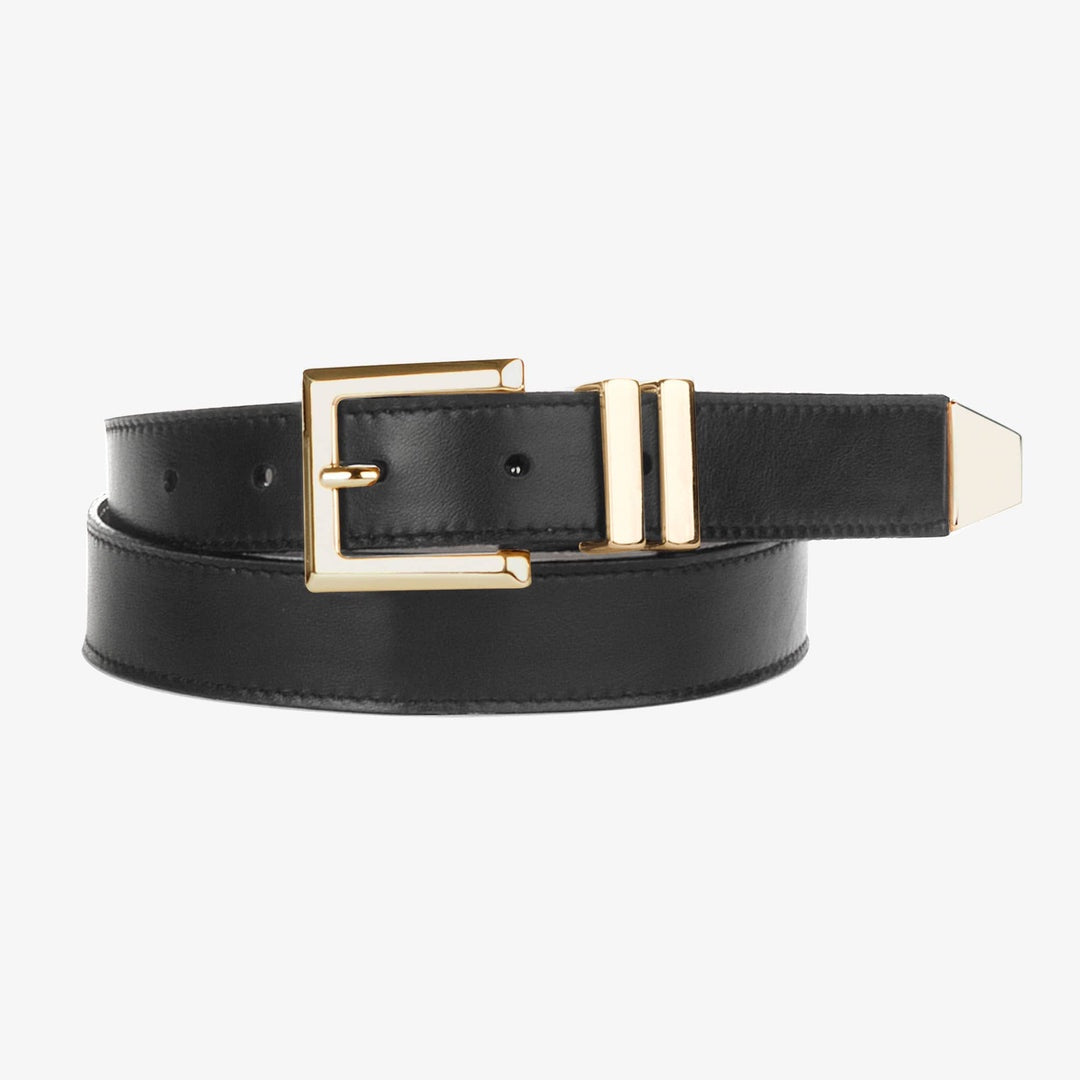 Brave Mina Napa leather belt in Black with gold buckle  display picture 1