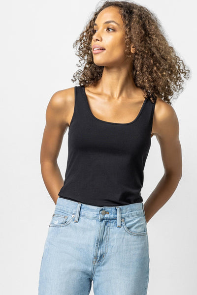 Lilla P Pima Modal and Spandex Scoop Tank in Black