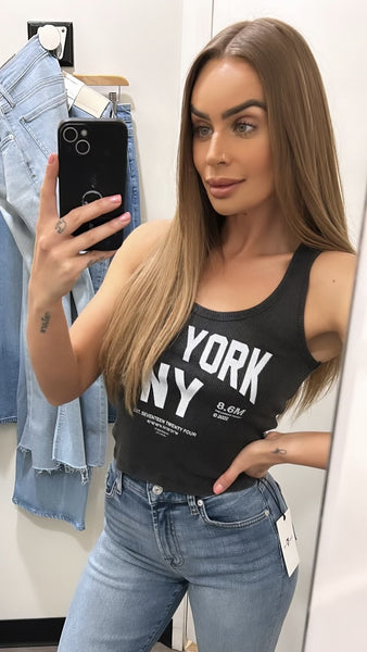 The Laundry Room New York City Rib Tank in Black Snow