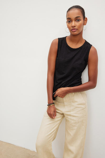 Velvet Taurus Cotton Slub Sleeveless Tank in Black