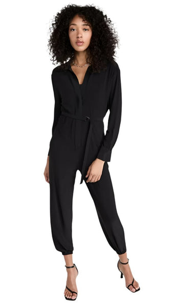 Norma Kamali NK Shirt Jog Jumpsuit in Black