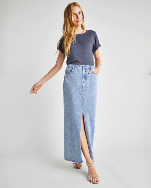 Splendid Rhiannon Denim Maxi Skirt in Indigo