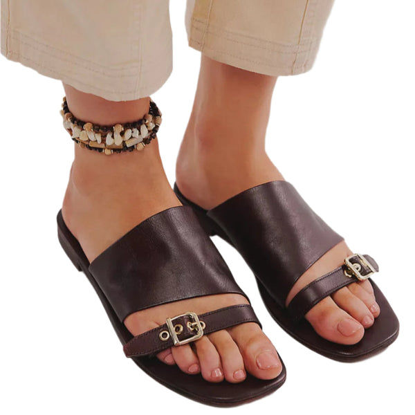 Free People Mila Minimal Flat Sandal in Black