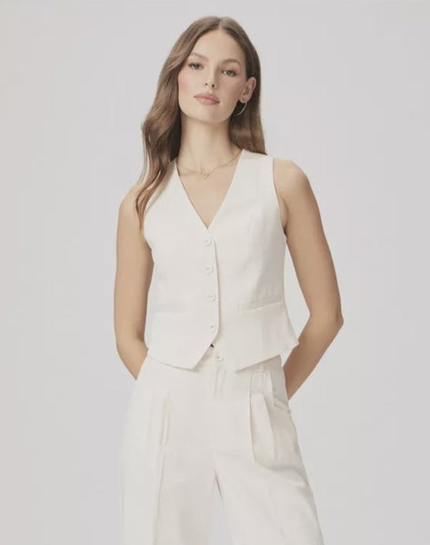 Paige Iris Button Front Vest in Cream