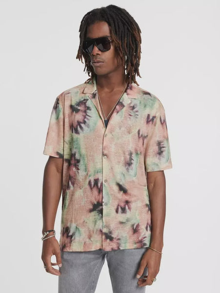 John Varvatos ESTRELA S/S Camp Shirt - Misty Rose