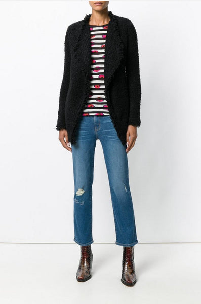 IRO Campbell Frayed Boucle-Knit Jacket - Black