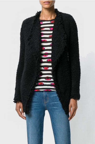 IRO Campbell Frayed Boucle-Knit Jacket - Black