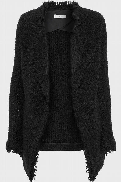 IRO Campbell Frayed Boucle-Knit Jacket - Black