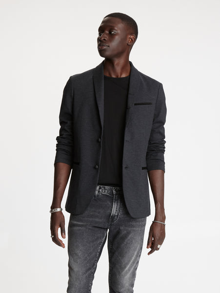 John Varvatos SEAN SHAWL COLLAR KNIT SOFT JCKT Charcoal