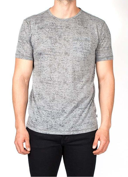 John Varvatos S/S Burnout Crew - Grey Heather
