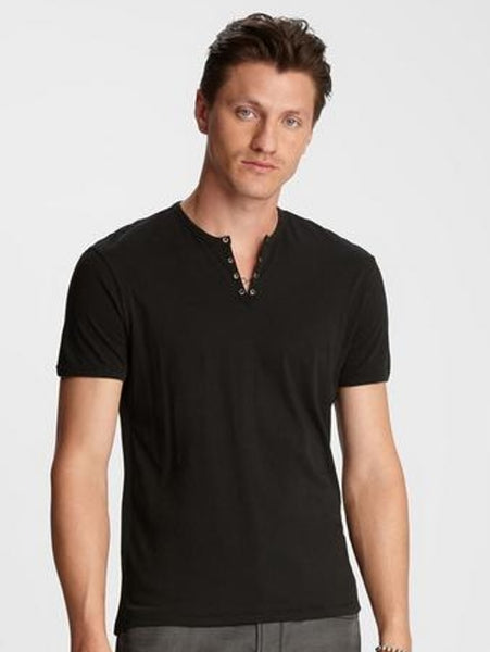 John Varvatos S/S Eyelet Placket Tee - Black