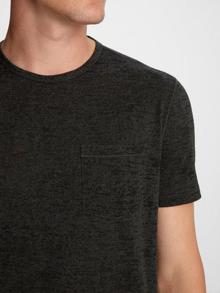 John Varvatos S/S Burnout Crew - Charcoal Heather
