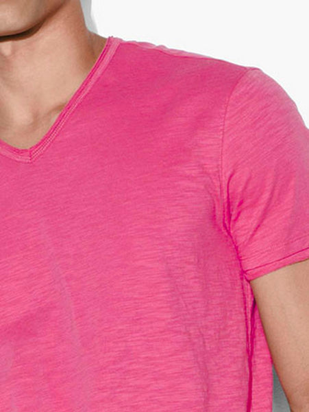 John Varvatos MILES S/S SLUB V-NECK  - Azalea