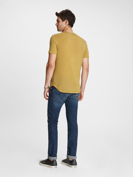 John Varvatos AMES S/S BURNOUT CREW WITH RAW EDGE Yellow