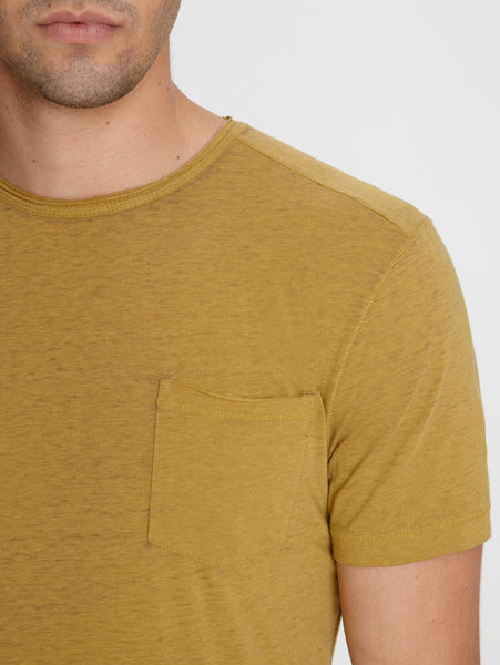 John Varvatos AMES S/S BURNOUT CREW WITH RAW EDGE Yellow
