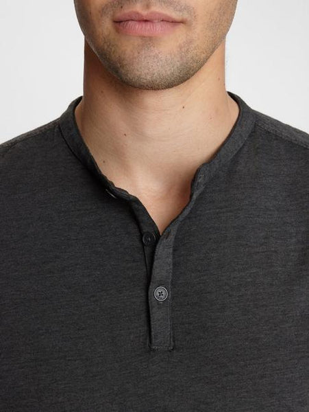 John Varvatos Duke S/S HENLEY BURNOUT Tee - Charcoal