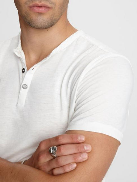 John Varvatos Duke S/S HENLEY BURNOUT Tee -  Salt