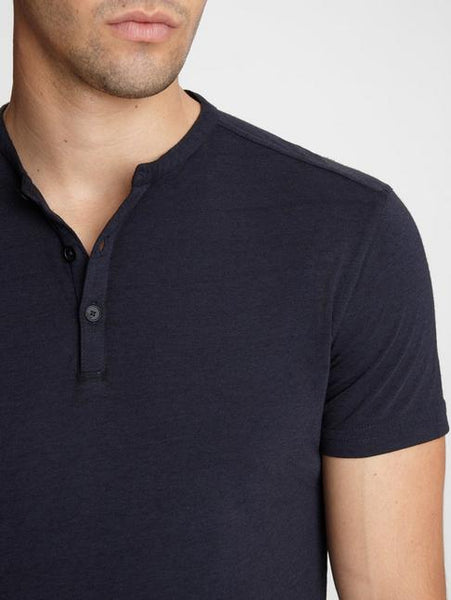 John Varvatos Duke S/S HENLEY BURNOUT Tee - Navy