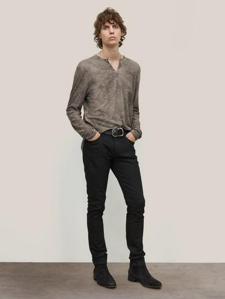 John Varvatos ASH  Grommet Henley - Nickel Grey
