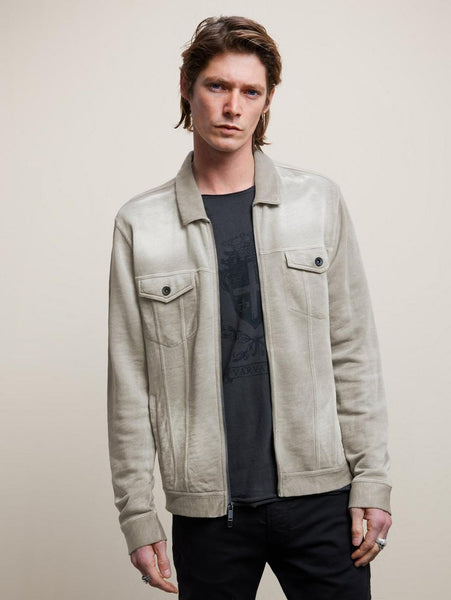 John Varvatos Valdez LS Terry Trucker Jacket Sun Wash - Seal Grey