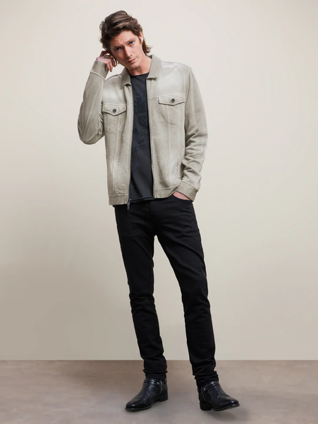 John Varvatos Valdez LS Terry Trucker Jacket Sun Wash - Seal Grey