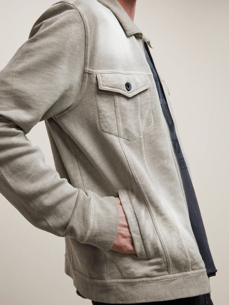 John Varvatos Valdez LS Terry Trucker Jacket Sun Wash - Seal Grey