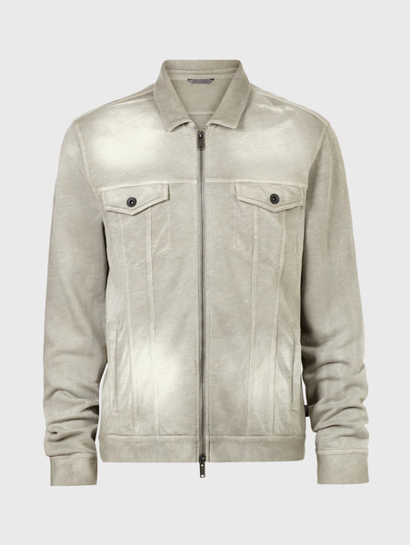 John Varvatos Valdez LS Terry Trucker Jacket Sun Wash - Seal Grey