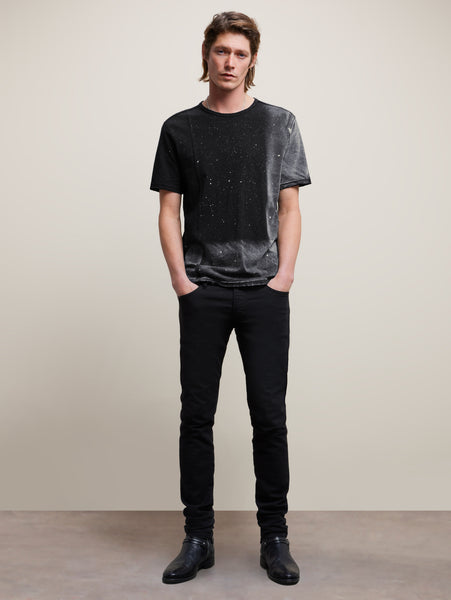 John Varvatos Jasper Crew Neck Tee w/ Spray Splatter - Black