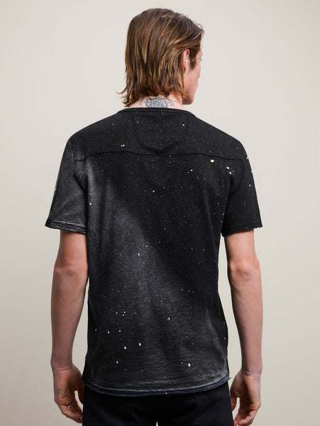 John Varvatos Jasper Crew Neck Tee w/ Spray Splatter - Black