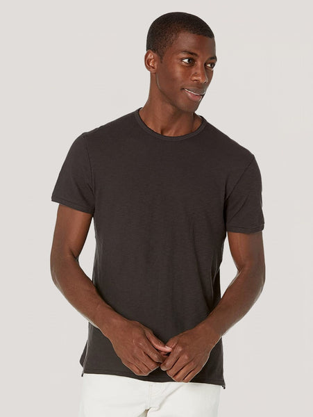 John Varvatos ASHE SS Pigment Rub Raw Cut Crew - Black