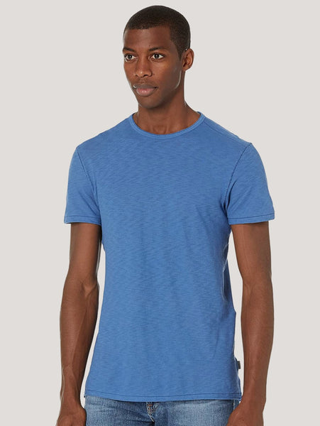 John Varvatos ASHE SS Pigment Rub Raw Cut Crew - Capri Blue