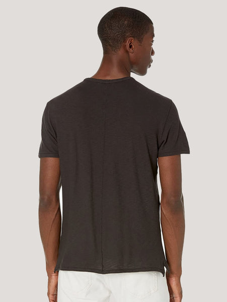 John Varvatos ASHE SS Pigment Rub Raw Cut Crew - Black