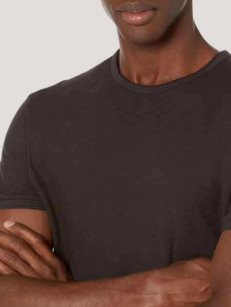 John Varvatos ASHE SS Pigment Rub Raw Cut Crew - Black