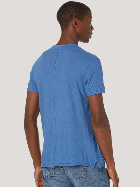 John Varvatos ASHE SS Pigment Rub Raw Cut Crew - Capri Blue