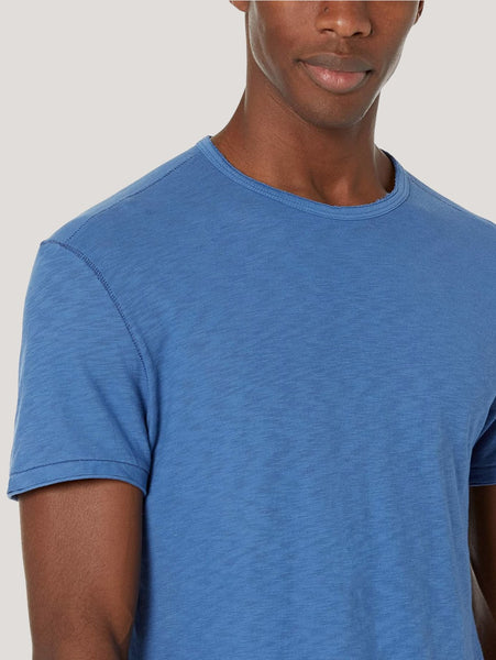 John Varvatos ASHE SS Pigment Rub Raw Cut Crew - Capri Blue