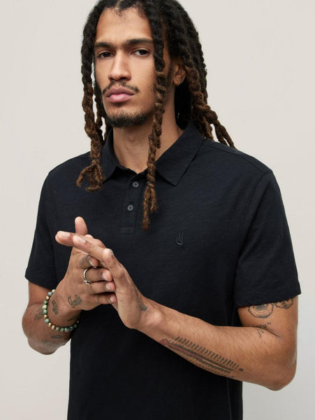 John Varvatos Victor SS Slub Peace Polo - Black