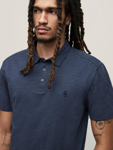 John Varvatos Victor SS Slub Peace Polo - Oiled Blue