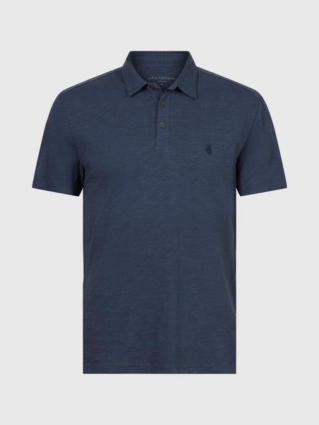 John Varvatos Victor SS Slub Peace Polo - Oiled Blue