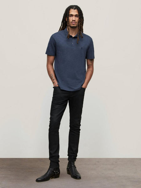John Varvatos Victor SS Slub Peace Polo - Oiled Blue