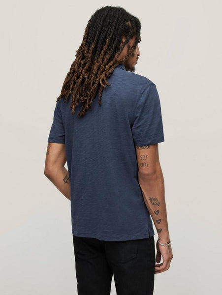 John Varvatos Victor SS Slub Peace Polo - Oiled Blue