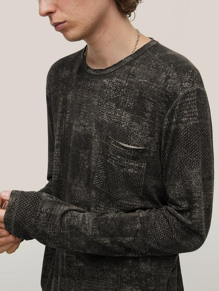 John Varvatos ATKINS L/S Crew - Med Grey