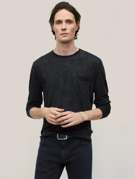 John Varvatos ATKINS L/S Crew - Officer Blue