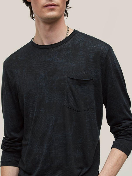 John Varvatos ATKINS L/S Crew - Officer Blue
