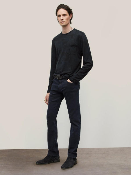 John Varvatos ATKINS L/S Crew - Officer Blue