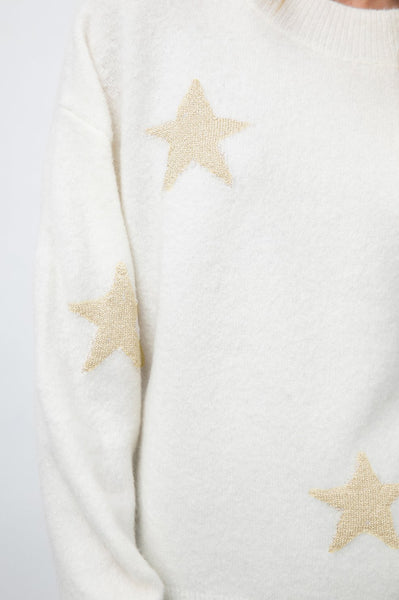 Rails Kana crewneck sweater in white gold stars