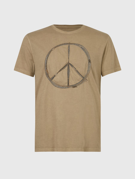 John Varvatos  Peace Sign Embroidery Crew Neck T - Dark Olive