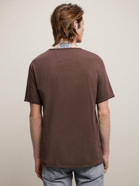 John Varvatos SS Raw Edge Tee Vintage Wash - Skull Top Hat - Mocha