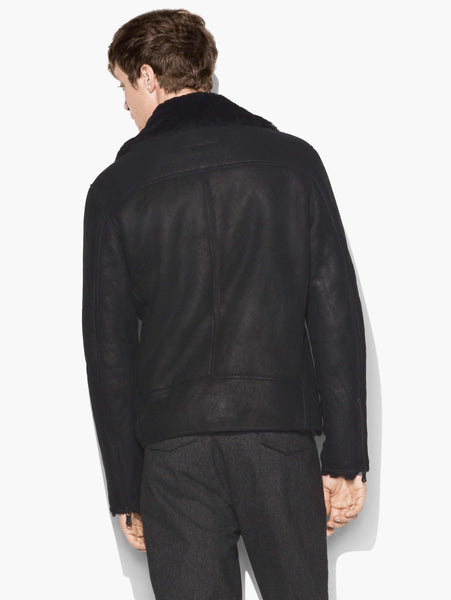 John Varvatos Shearling Asymmetric Zip Jacket