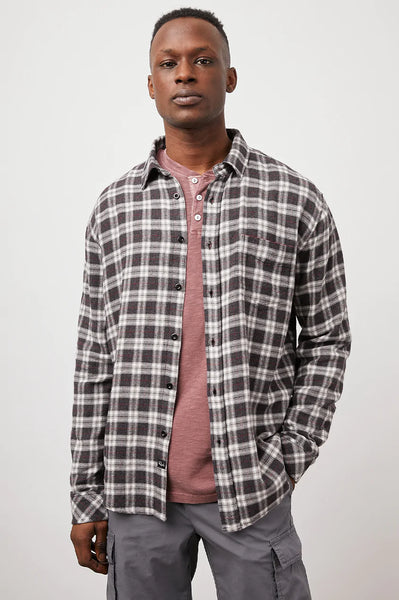 Rails Men's Lennox L/S - Black Crimson Melange