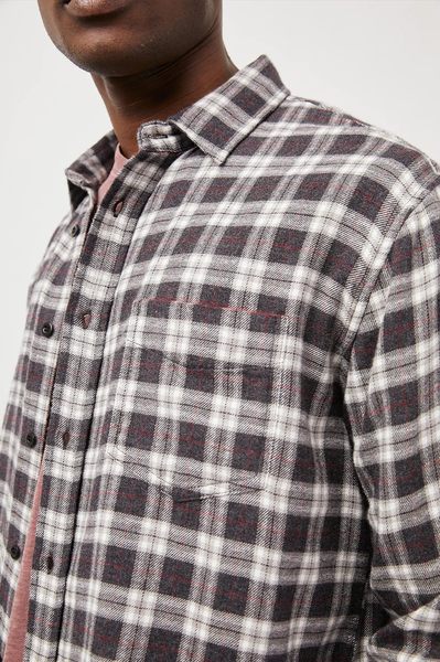 Rails Men's Lennox L/S - Black Crimson Melange